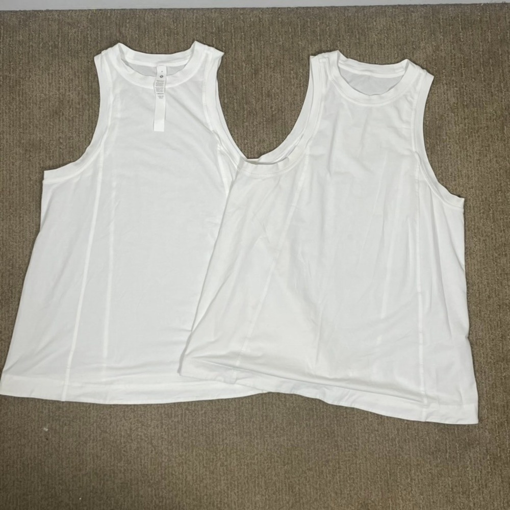 Lululemon Love Tank Top Women Size M White Pima Cotton Blend Sleeveless 2 Lot